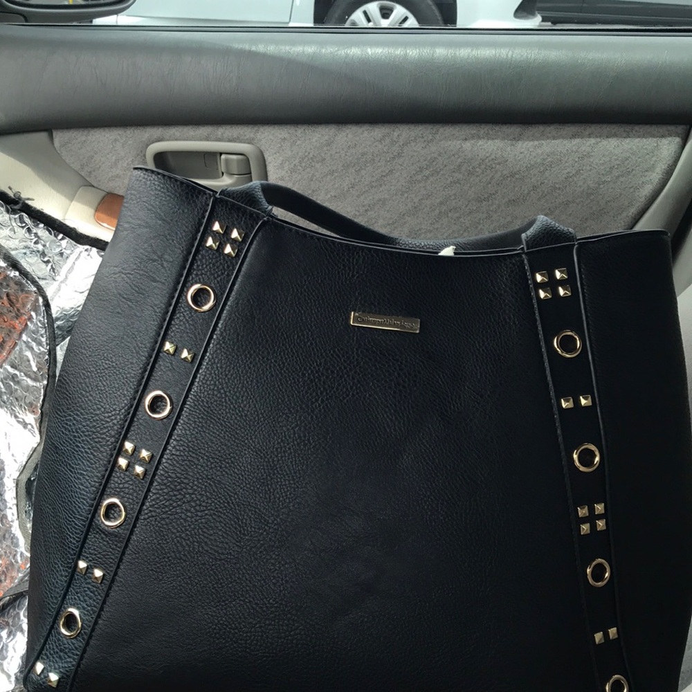 Black Stud-Trim Tote Bag